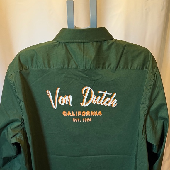 Von Dutch Men's Dark Green Casual Shirt y2k - Picture 7 of 9